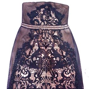 EXPRESS Strapless Floral LaserCut Evening Mini Dress Y2K